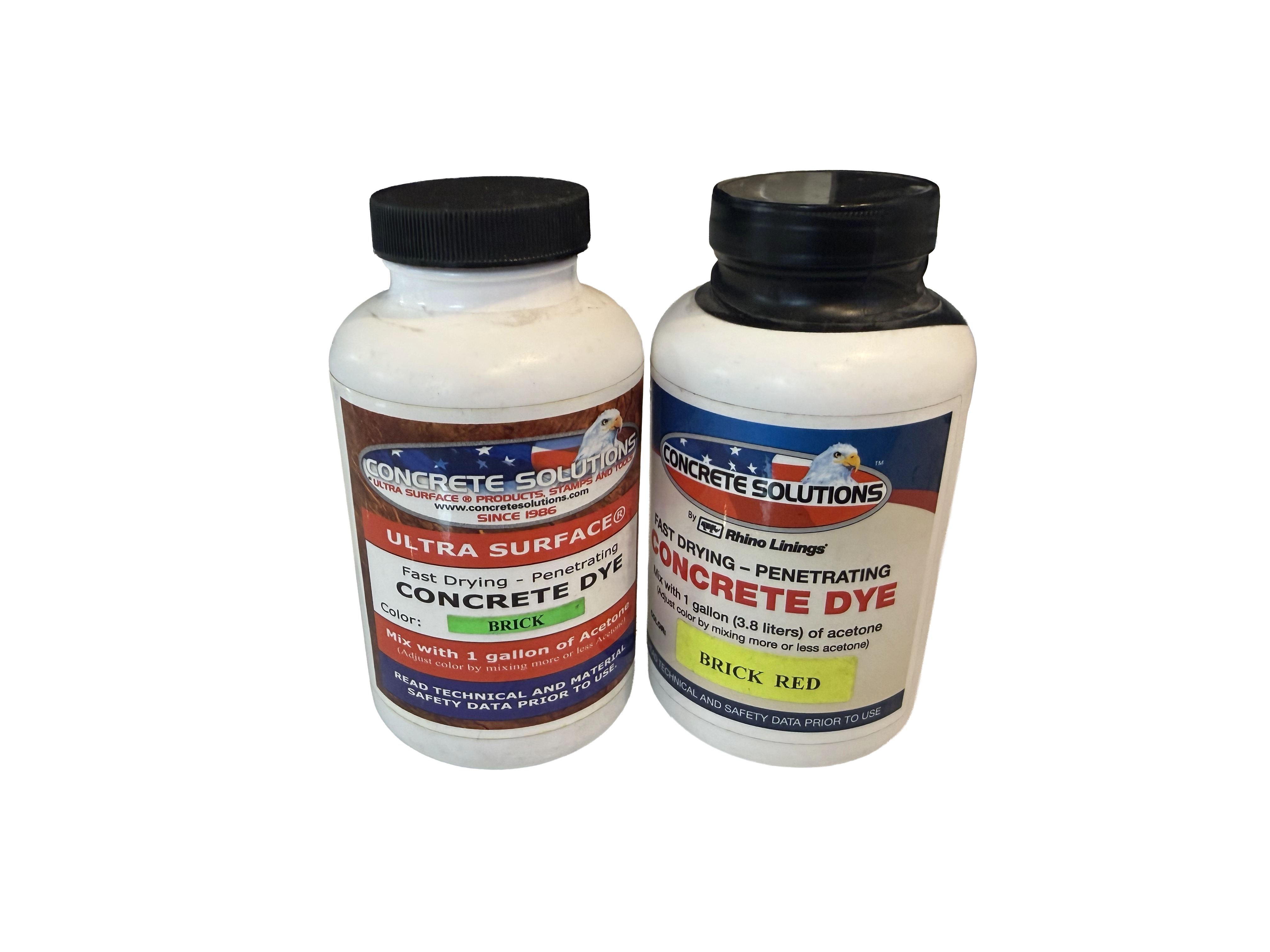 Concrete Solutions acetone dye bottle — powder dye for decorative concrete coloring